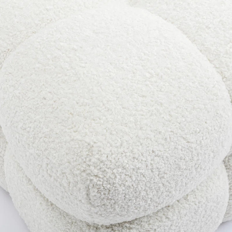Rober Boucle Fabric Pouffe In Bright White Colour - Febonic Living
