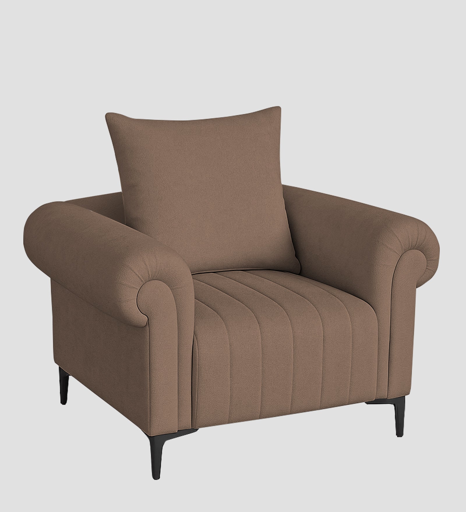 Rocar Fabric 1 Seater Sofa In Earthy Beige Colour