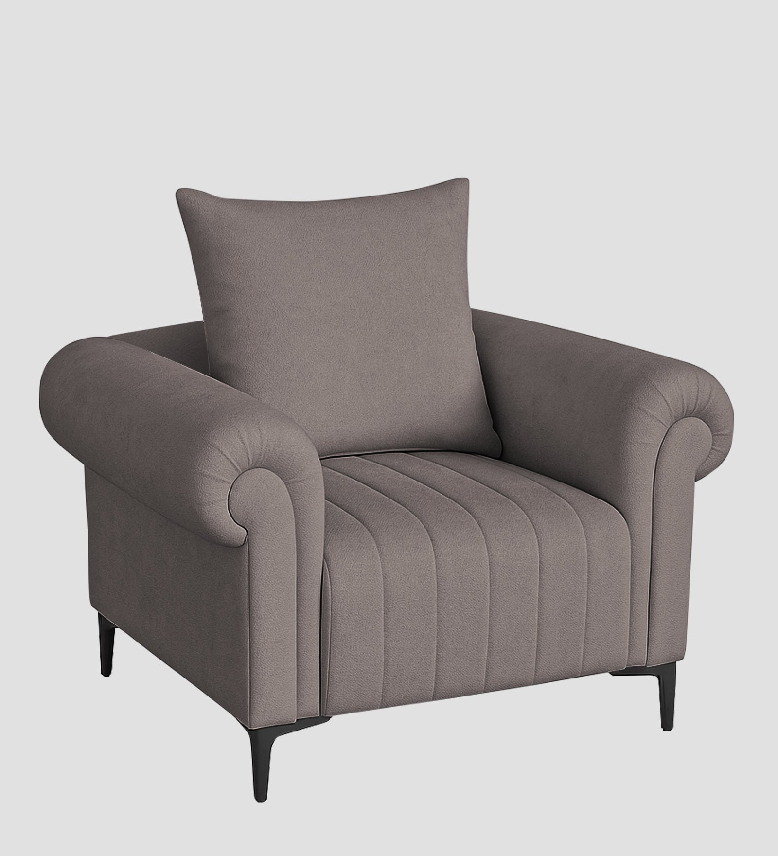 Rocar Fabric 1 Seater Sofa In Silk Grey Colour