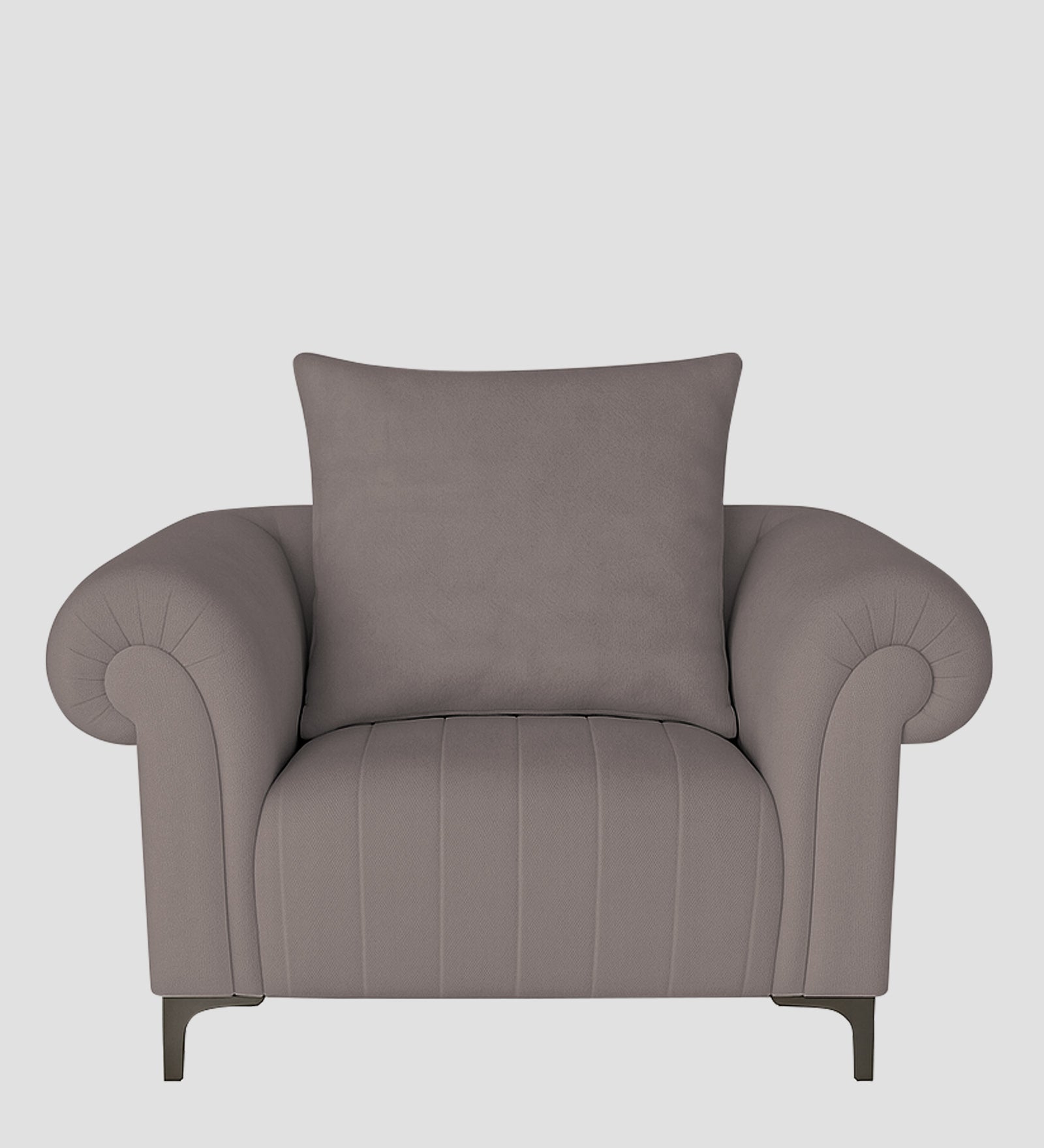Rocar Fabric 1 Seater Sofa In Silk Grey Colour
