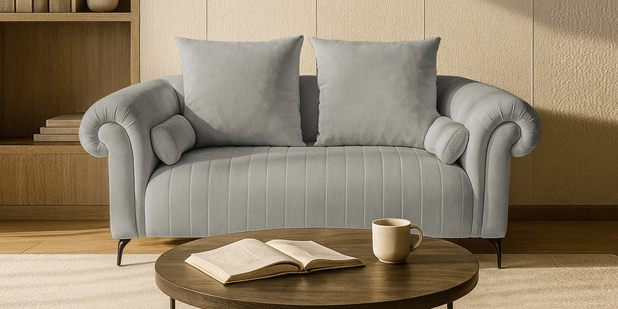 Rocar Fabric 2 Seater Sofa In Bone Beige Colour - Febonic Living