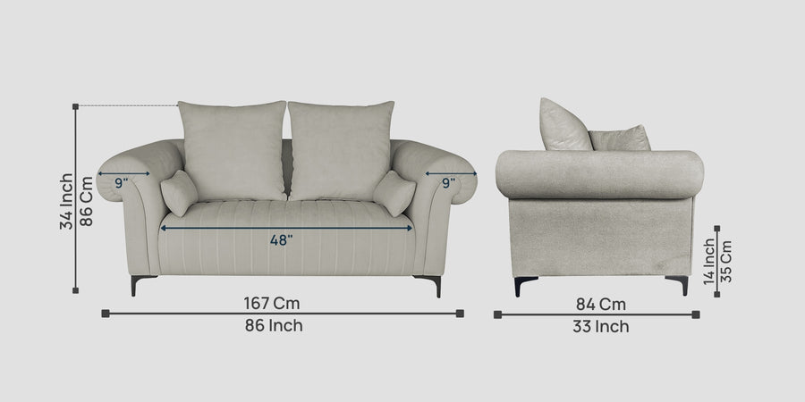Rocar Fabric 2 Seater Sofa In Bone Beige Colour - Febonic Living