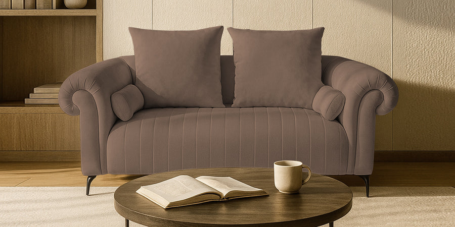 Rocar Fabric 2 Seater Sofa In Earthy Beige Colour - Febonic Living