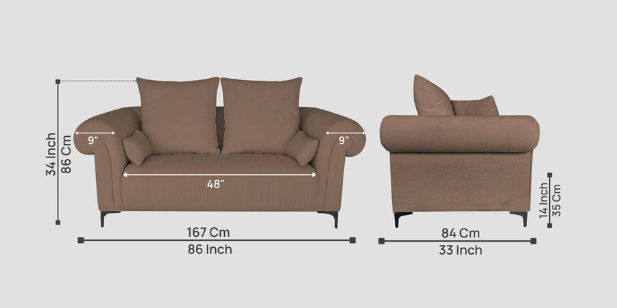 Rocar Fabric 2 Seater Sofa In Earthy Beige Colour - Febonic Living