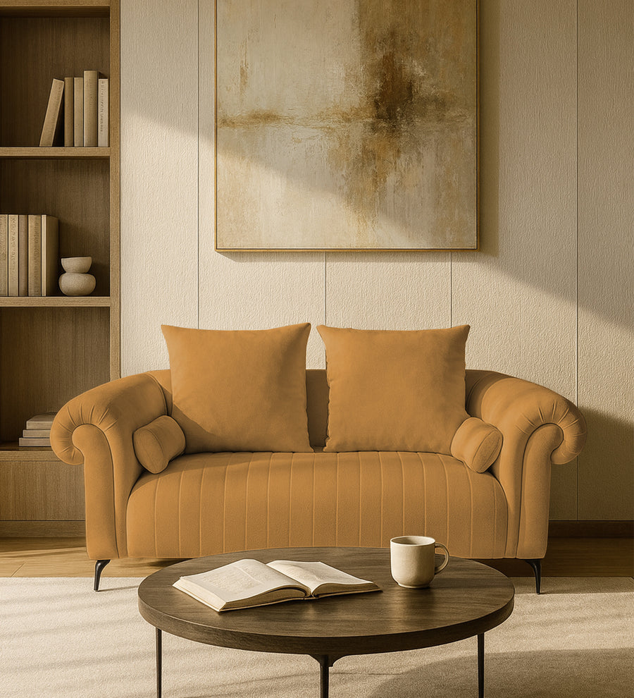 Rocar  2 Seater Fabric Sofa - Lime Yellow by Febonic Living