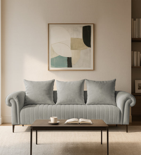 Rocar 3 Seater Fabric Sofa - Bone Beige
