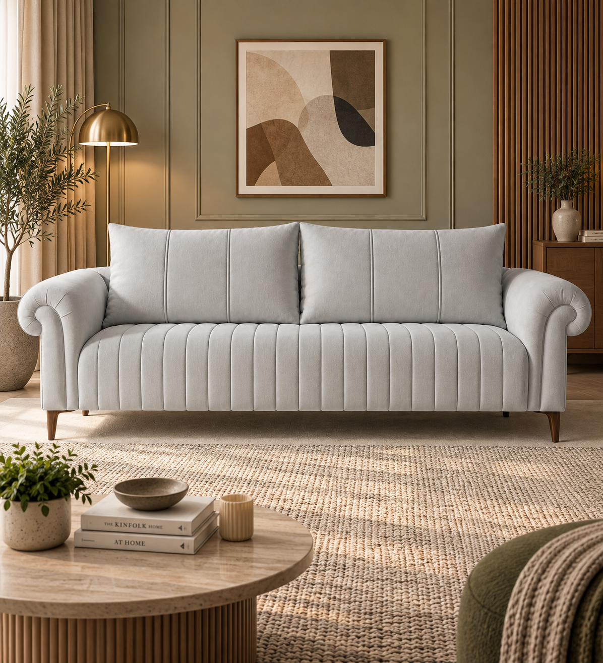 Rocar 3 Seater Fabric Sofa - Bone Beige
