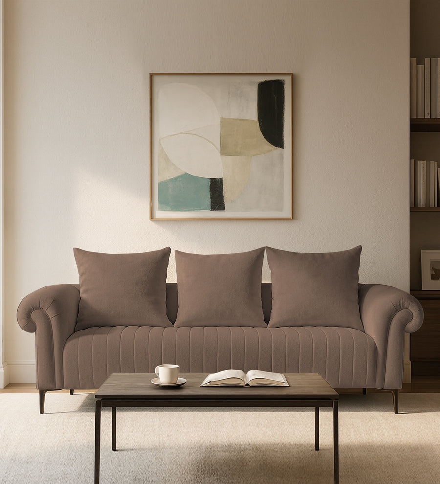 Rocar 3 Seater Fabric Sofa - Earthy Beige by Febonic Living