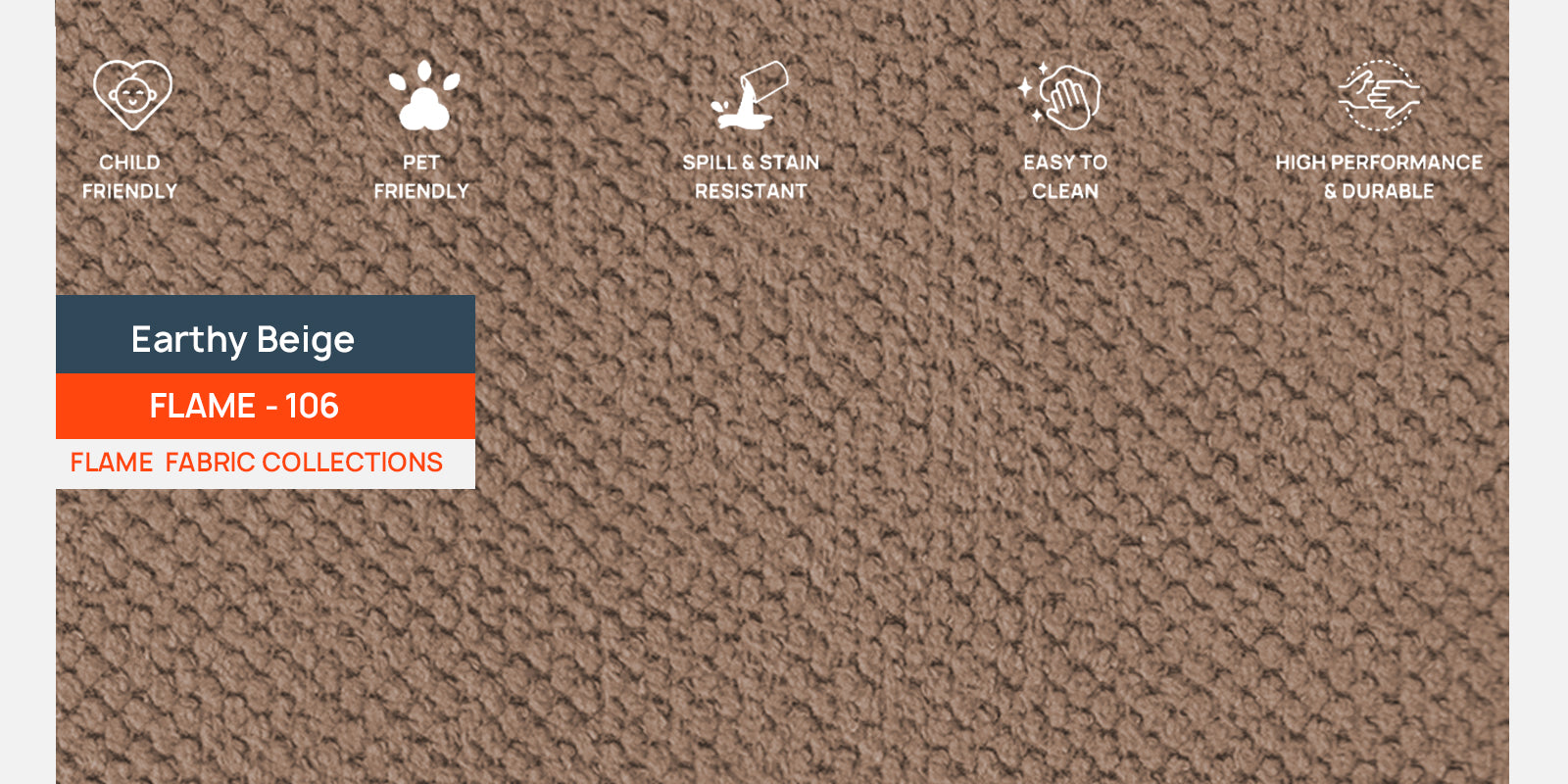 Rocar Fabric 3 Seater Sofa In Earthy Beige Colour