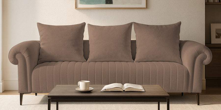 Rocar Fabric 3 Seater Sofa In Earthy Beige Colour - Febonic Living