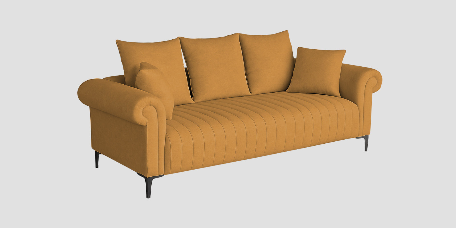 Rocar Fabric 3 Seater Sofa In Lime Yellow Colour