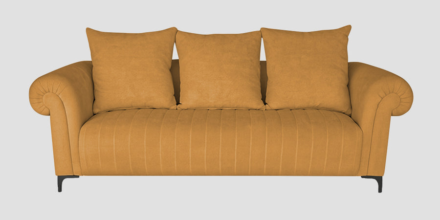 Rocar Fabric 3 Seater Sofa In Lime Yellow Colour - Febonic Living