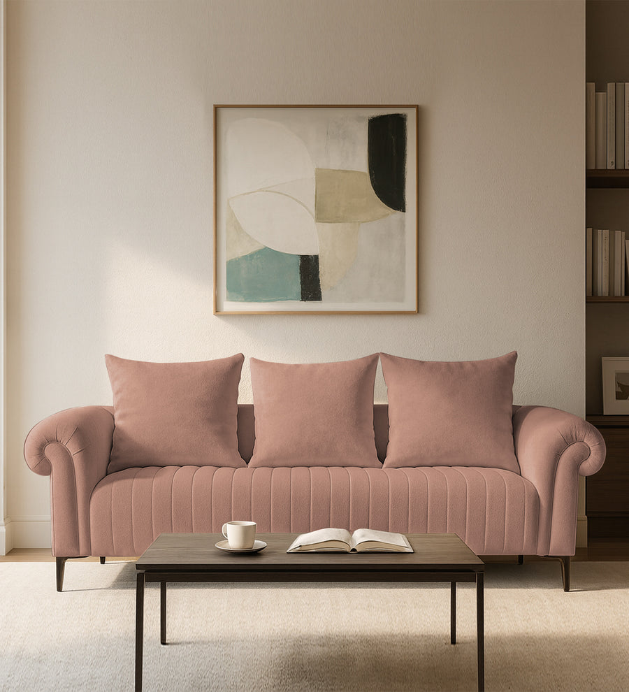 Rocar 3 Seater Fabric Sofa - Maple Pink by Febonic Living