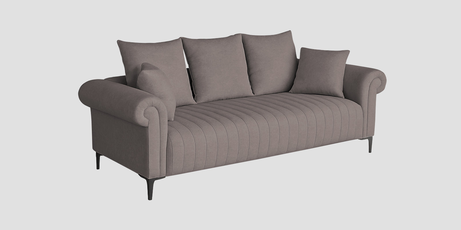 Rocar Fabric 3 Seater Sofa In Silk Grey Colour