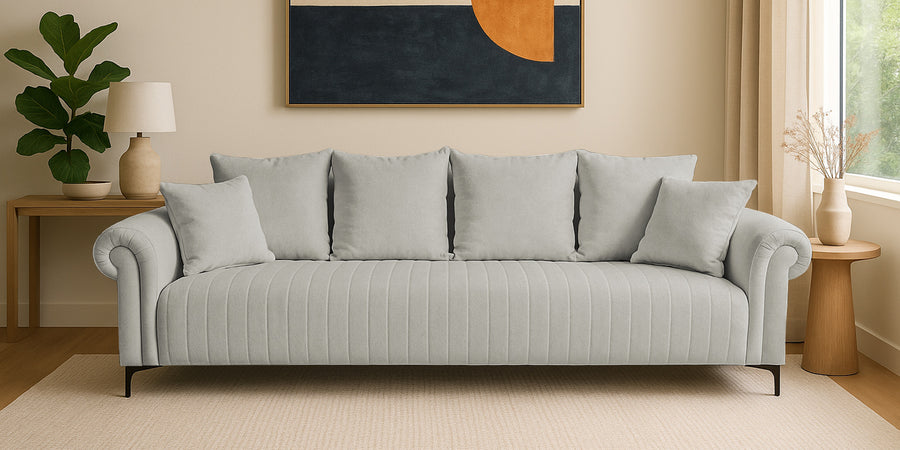 Rocar Fabric 4 Seater Sofa In Bone Beige Colour - Febonic Living