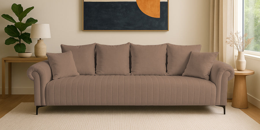 Rocar Fabric 4 Seater Sofa In Earthy Beige Colour - Febonic Living