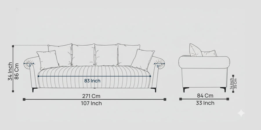 Rocar Fabric 4 Seater Sofa In Earthy Beige Colour - Febonic Living