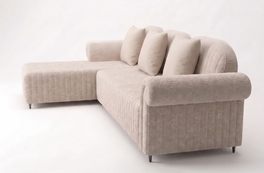 Rocar RHS (2+Lounger) Fabric Sectional Sofa  - Shell White