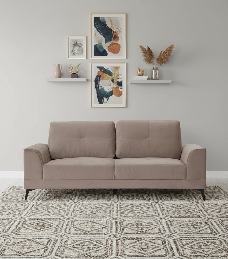Roha 3 Seater Velvet Sofa - Mocha Mouse by Febonic Living