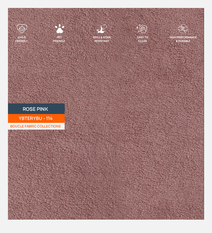 Boucle Terry Fabric Rose Pink Plain 114 Code by Febonic Living