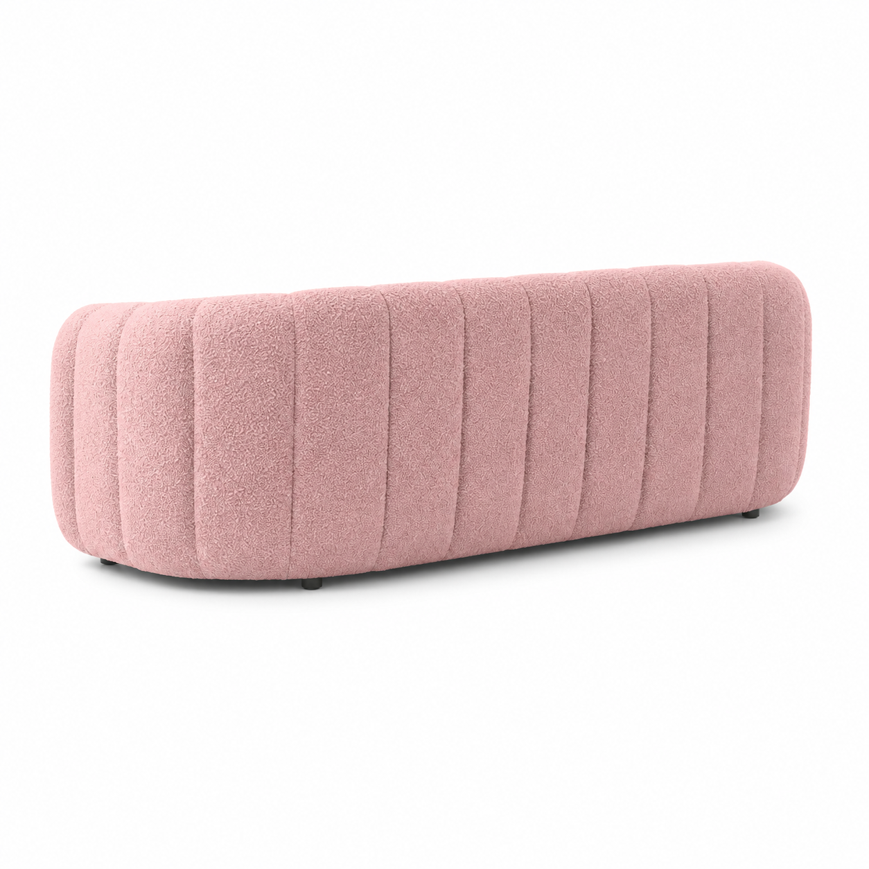 Roselle Curva Bouclé 3 Seater Sofa - Blush Pink - Back View by Febonic Living