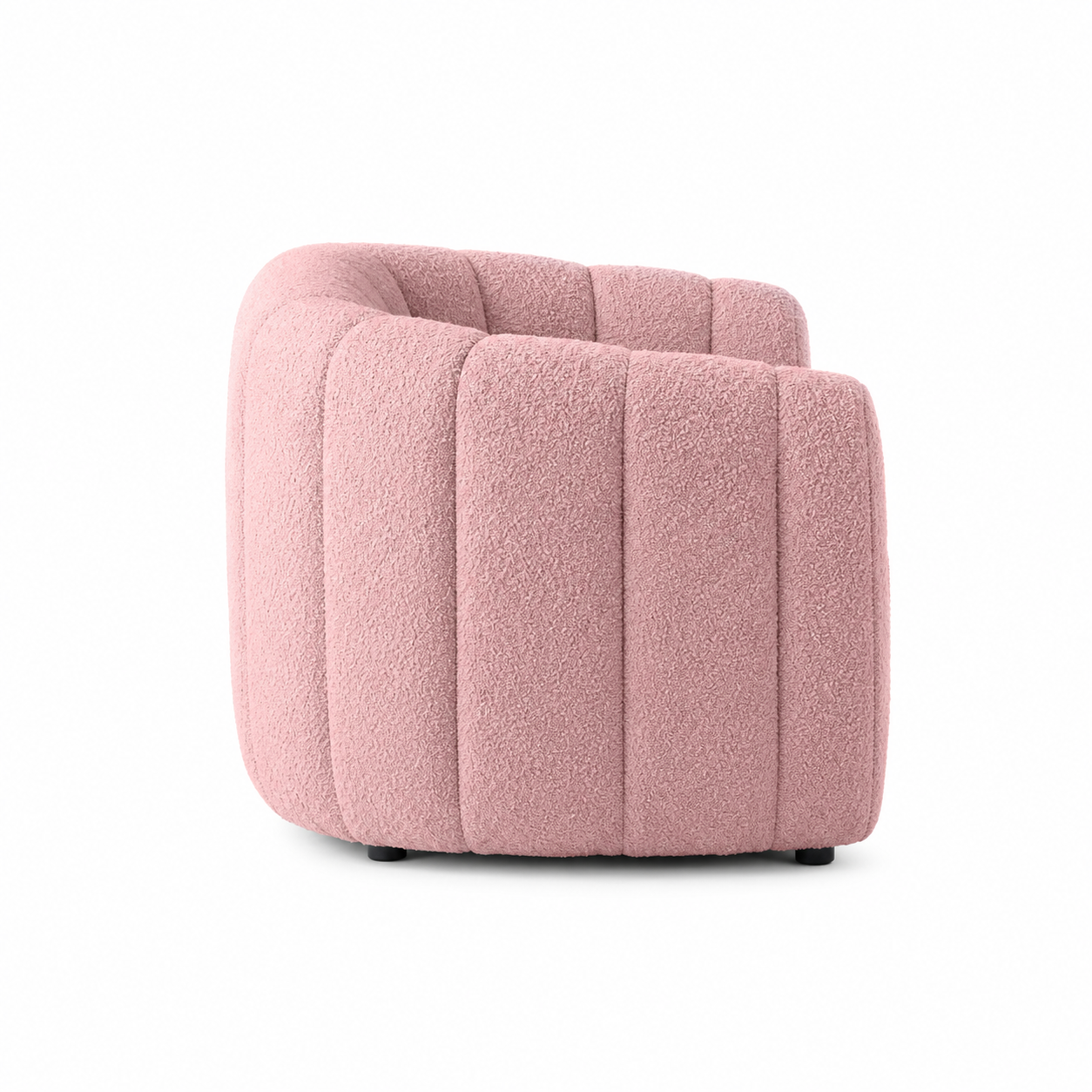 Roselle Curva Bouclé 3 Seater Sofa - Blush Pink - Side View 1 by Febonic Living