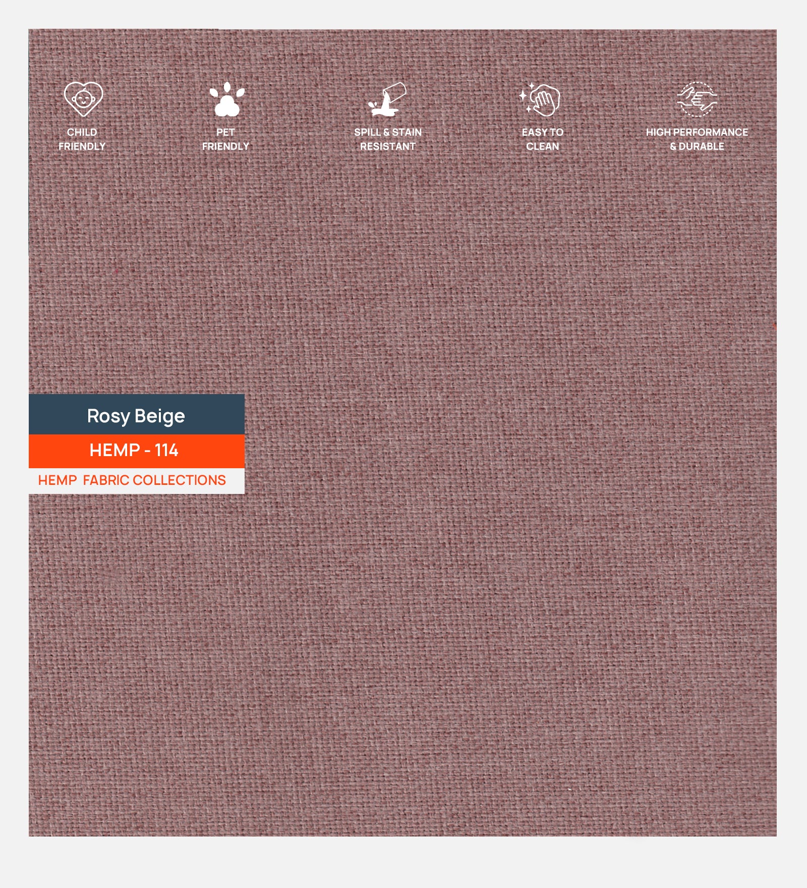 Polycotton Hemp Fabric Rosy Beige 114 Code - Febonic Living