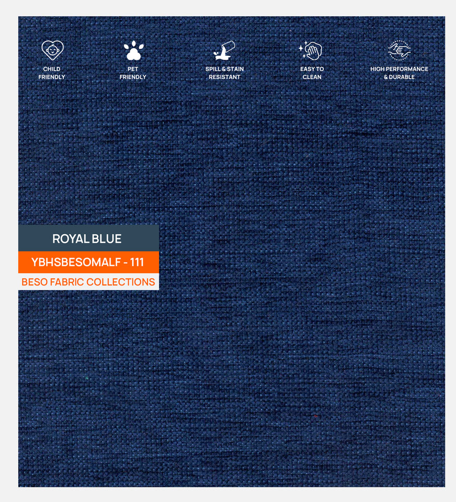 Jasmin Fabric Upholstered Queen Bed In Royal Blue Colour - Febonic Living