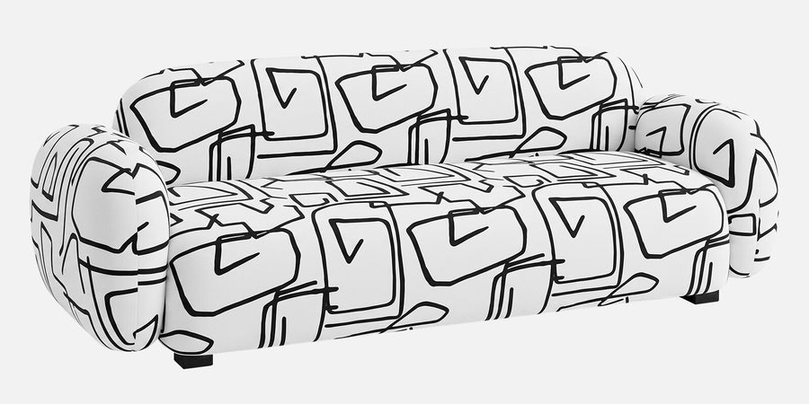 Royale Abstract Linear 3 Seater Sofa In White Colour