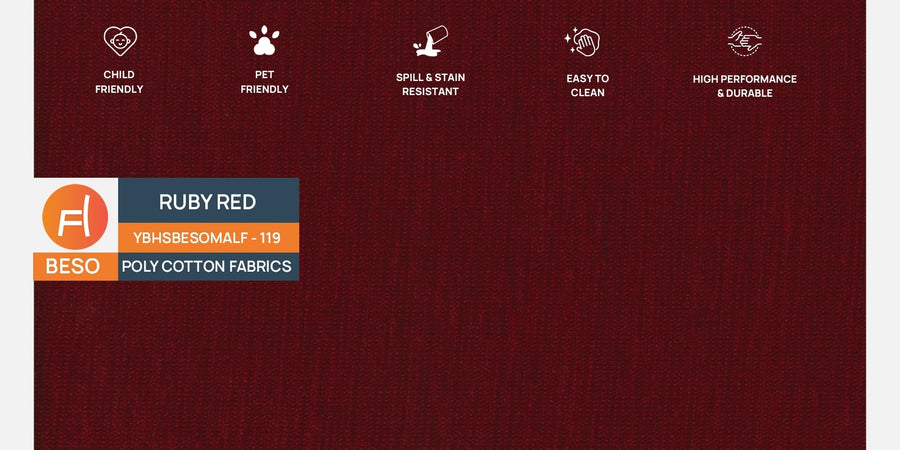 Benjamin Fabric 3 Seater Sofa In Ruby Red Colour - Febonic Living