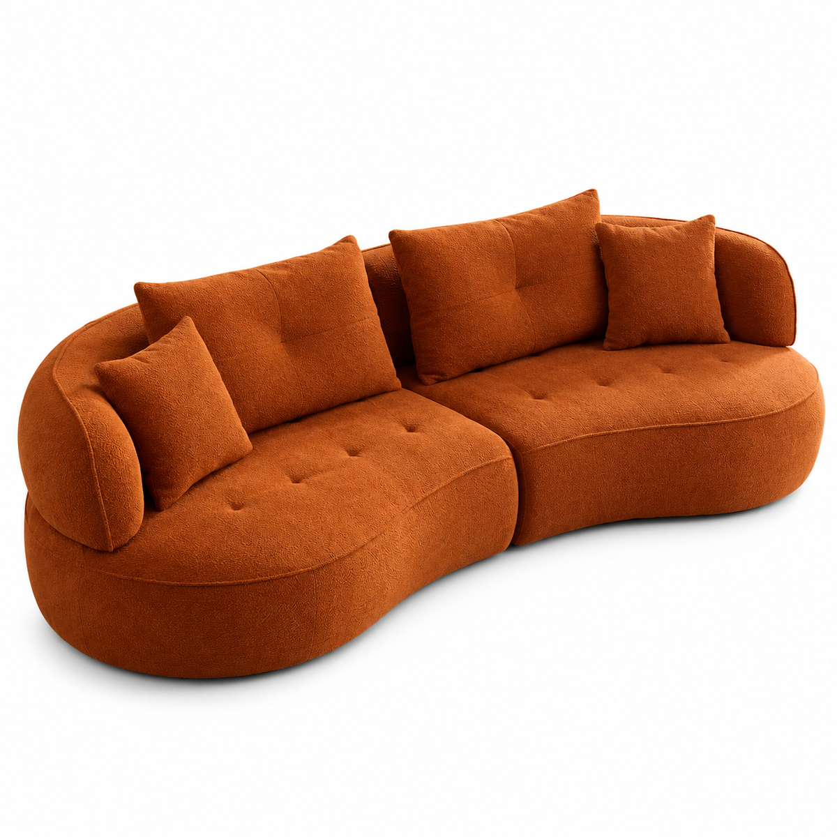 Navel  3 Seater Curved Velvet Sofa - Turmeric Orange
