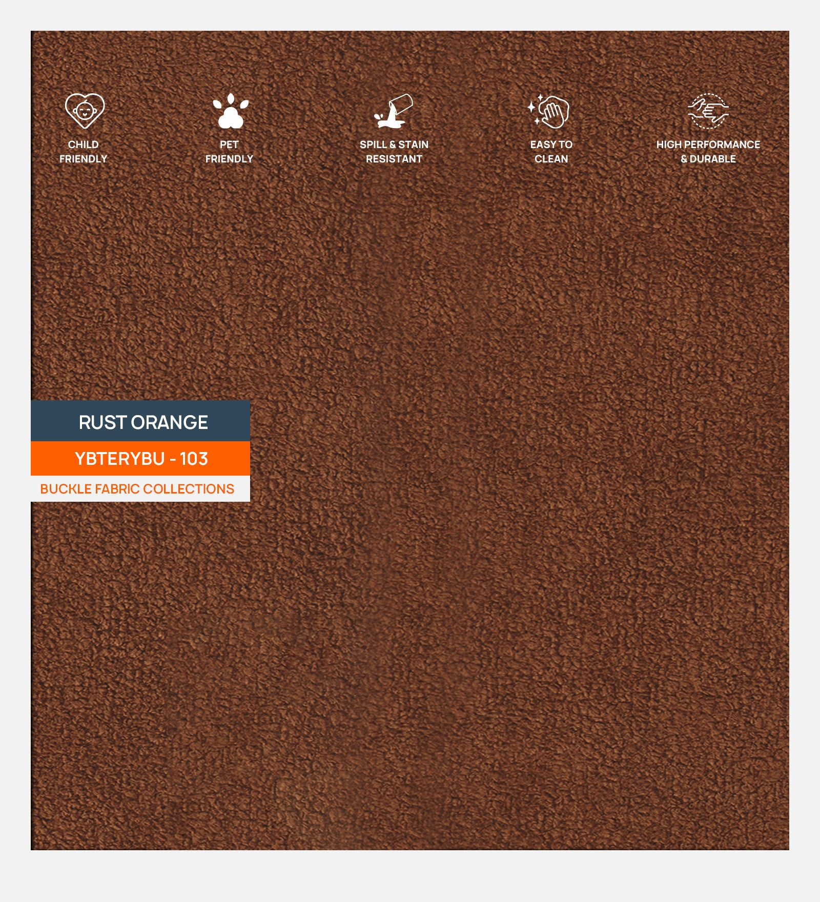 Rust Orange Plain Poly Cotton Buckle Fur Fabric