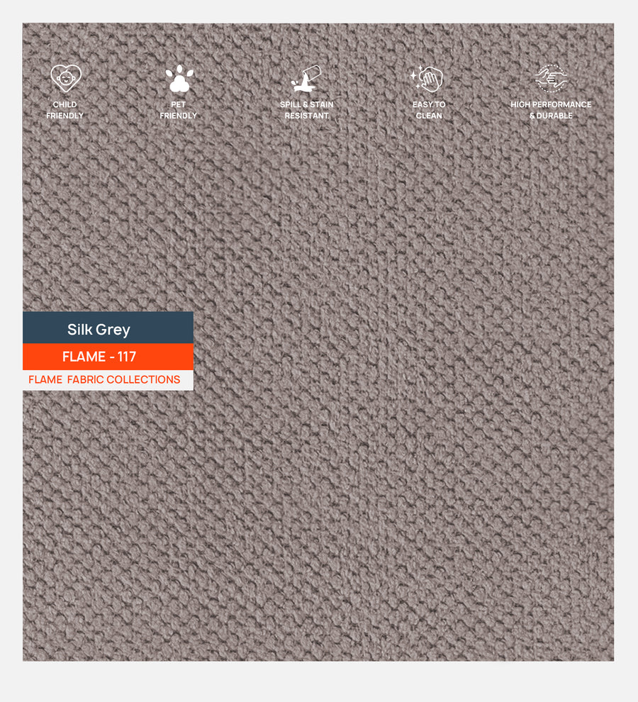 Polycotton Flame Fabric SIlk Grey 117 Code by Febonic Living