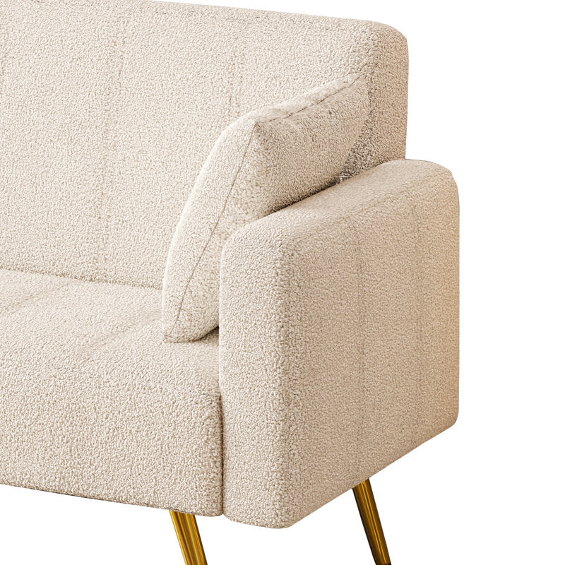 Arrow Boucle Fabric 3 Seater Convertible Sofa Cum Bed In Bright White Colour - Febonic Living