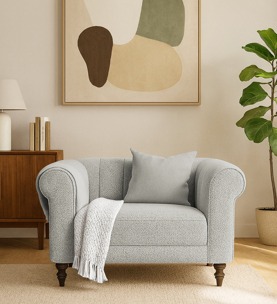 Sahara  1 Seater Fabric Sofa - Bone Beige by Febonic Living