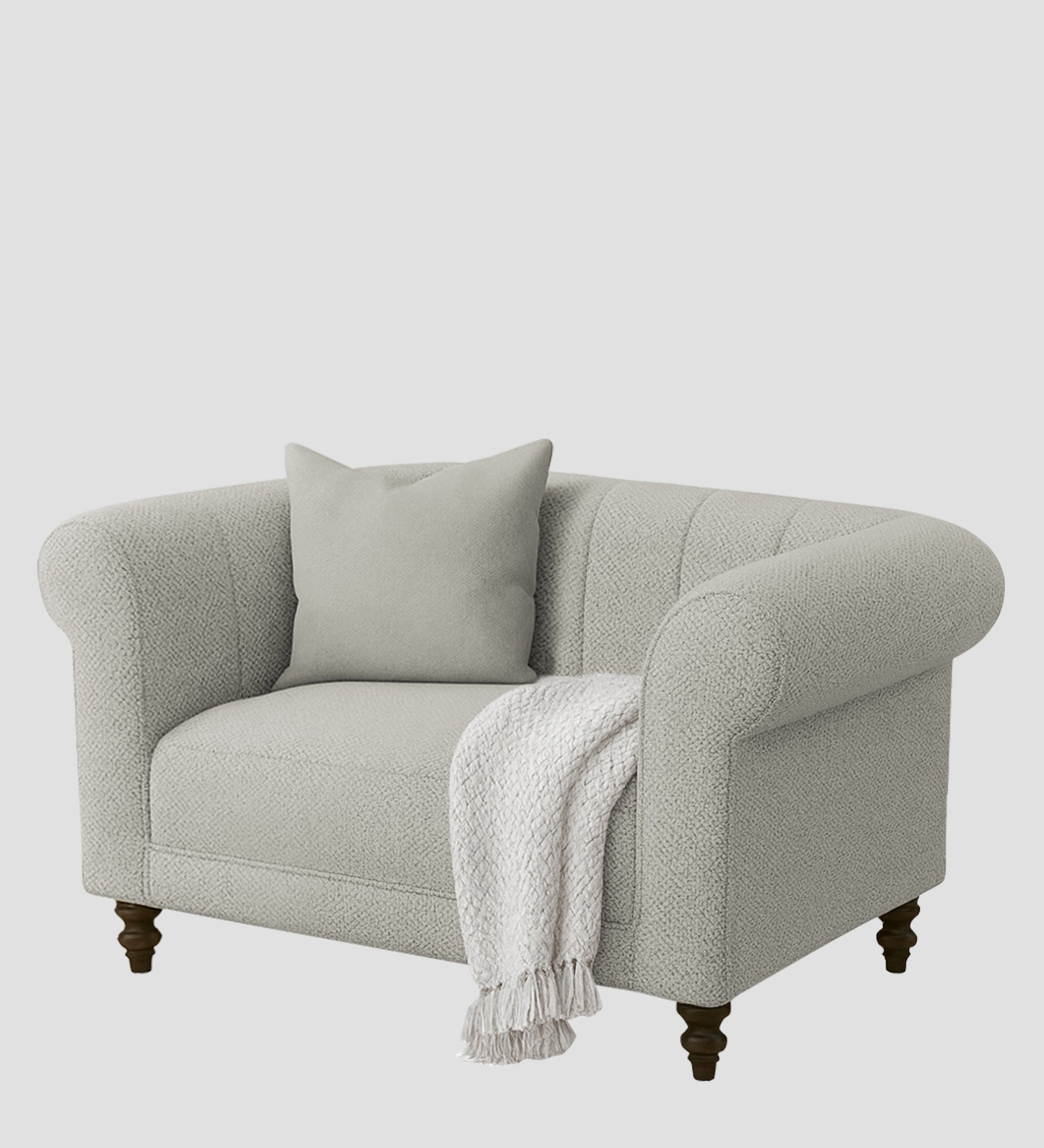 Sahara Fabric 1 Seater Sofa In Bone Beige Colour
