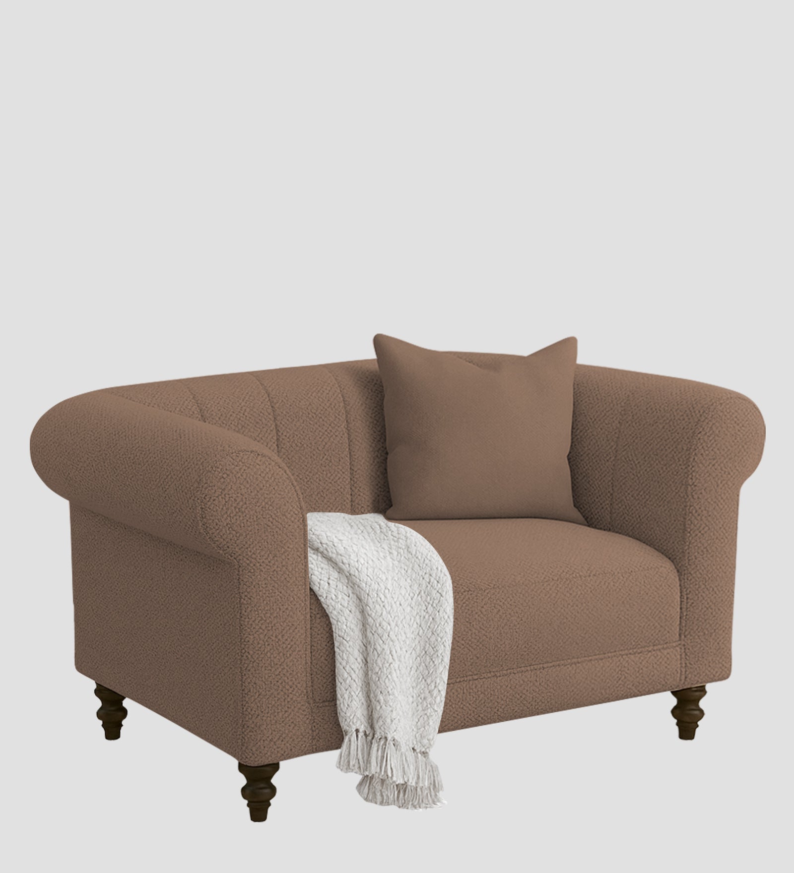 Sahara Fabric 1 Seater Sofa In Earthy Beige Colour
