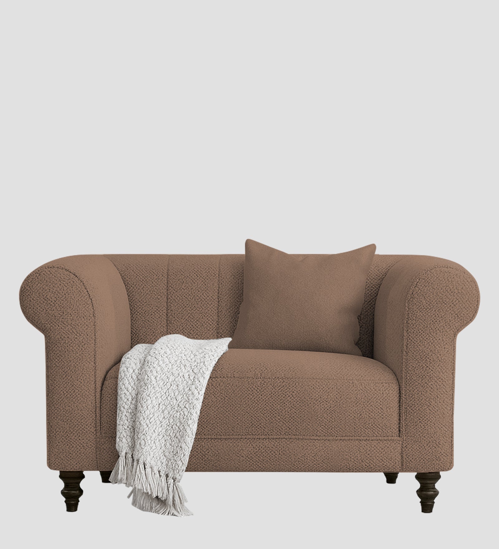 Sahara Fabric 1 Seater Sofa In Earthy Beige Colour