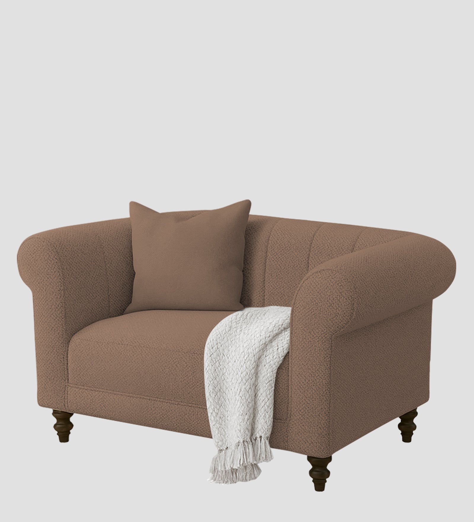 Sahara Fabric 1 Seater Sofa In Earthy Beige Colour