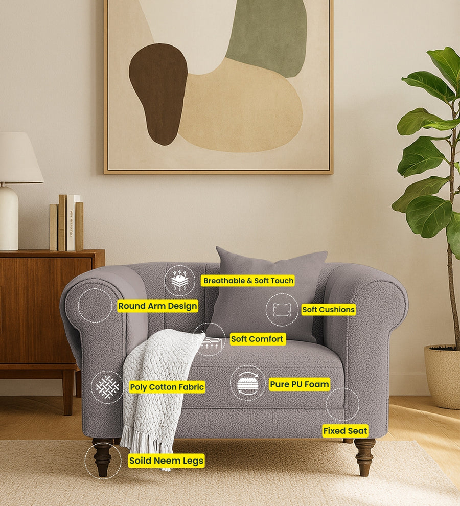 Sahara Fabric 1 Seater Sofa In Lime Yellow Colour - Febonic Living