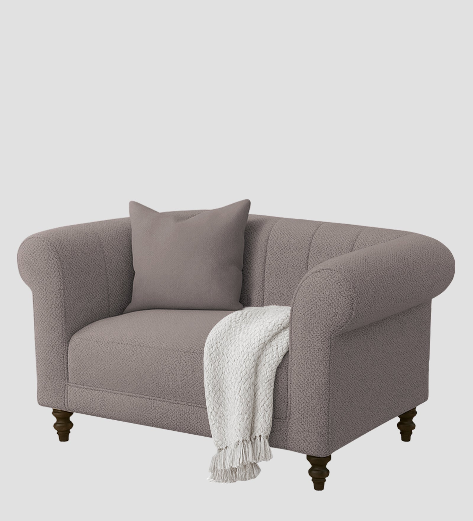 Sahara Fabric 1 Seater Sofa In Silk Grey Colour