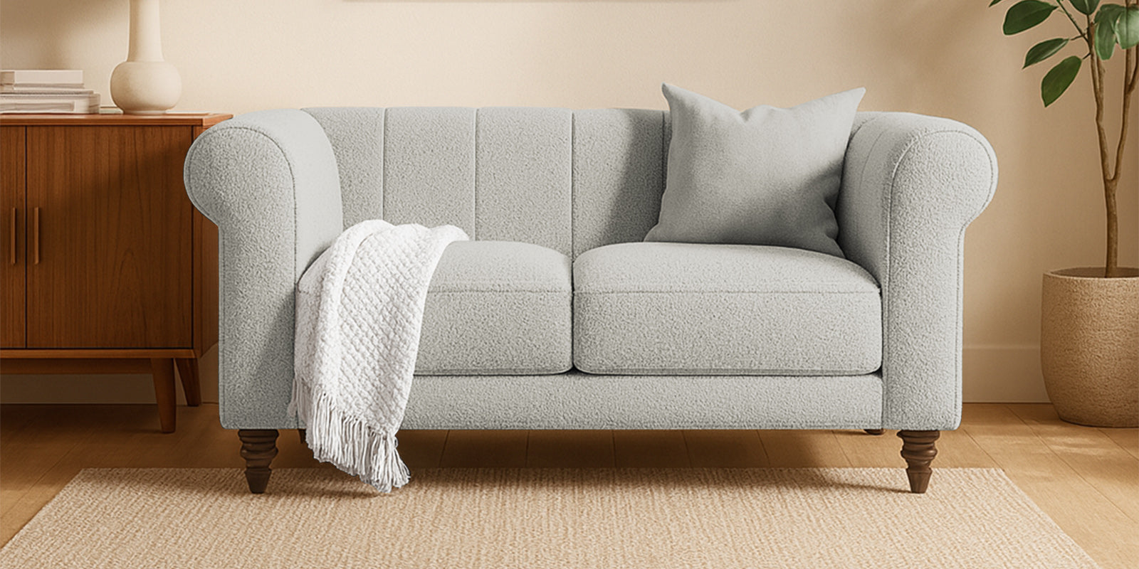 Sahara Fabric 2 Seater Sofa In Bone Beige Colour