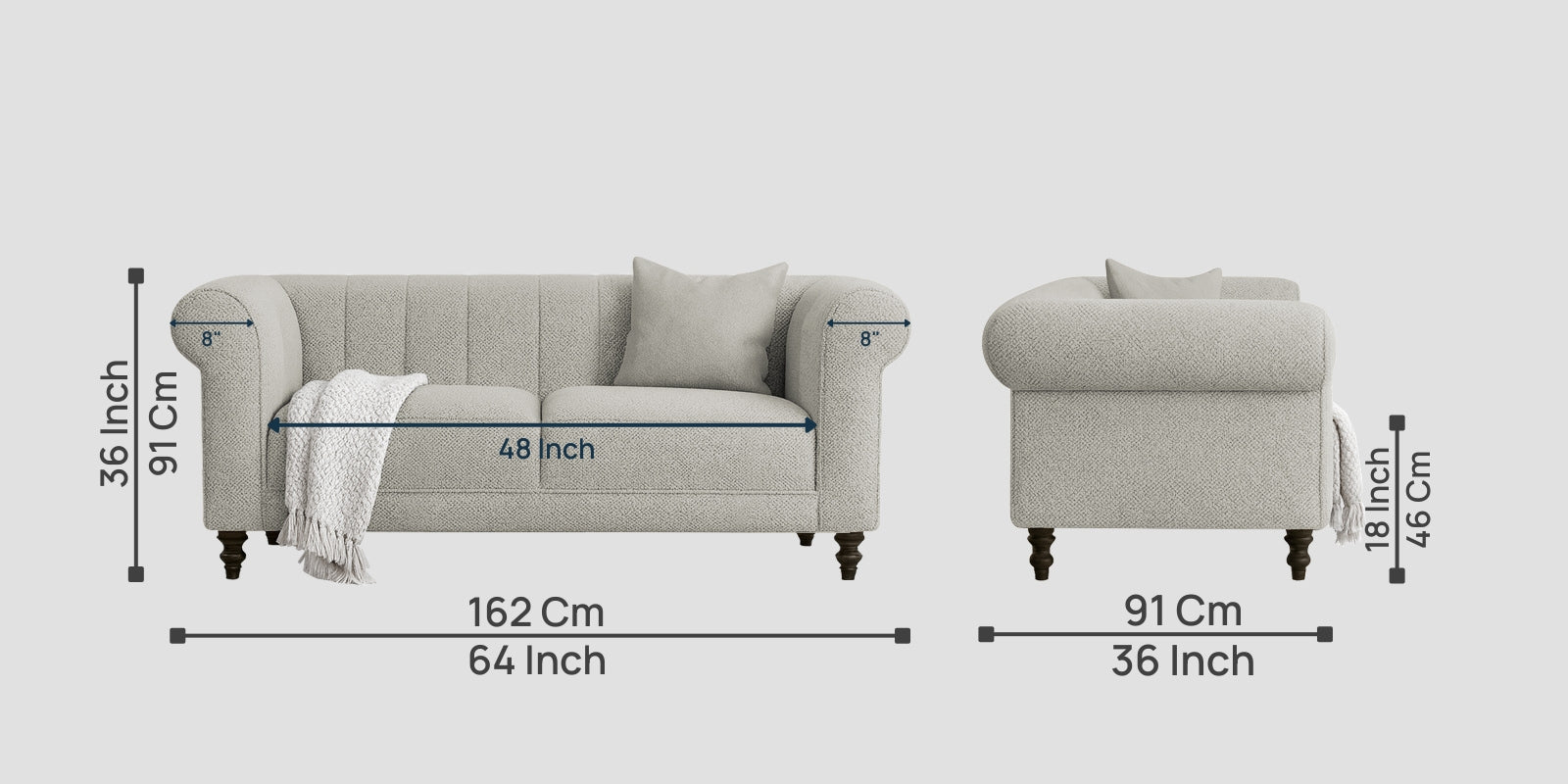 Sahara Fabric 2 Seater Sofa In Bone Beige Colour