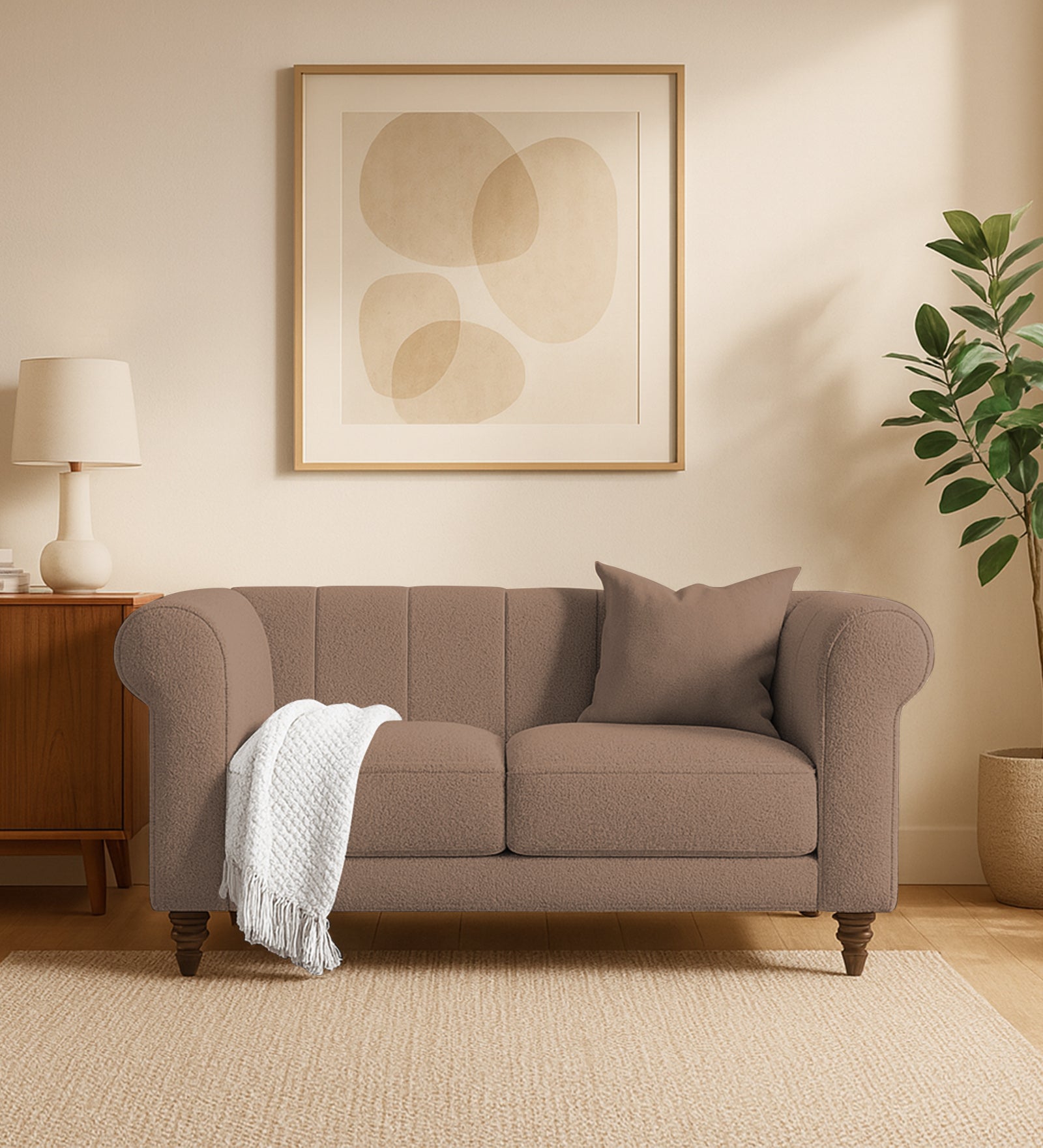 Sahara Fabric 2 Seater Sofa In Earthy Beige Colour