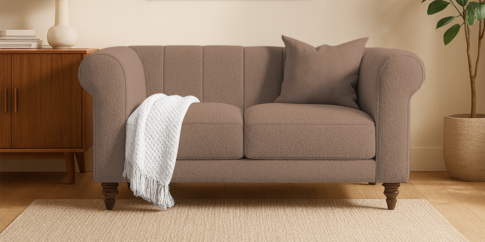 Sahara Fabric 2 Seater Sofa In Earthy Beige Colour