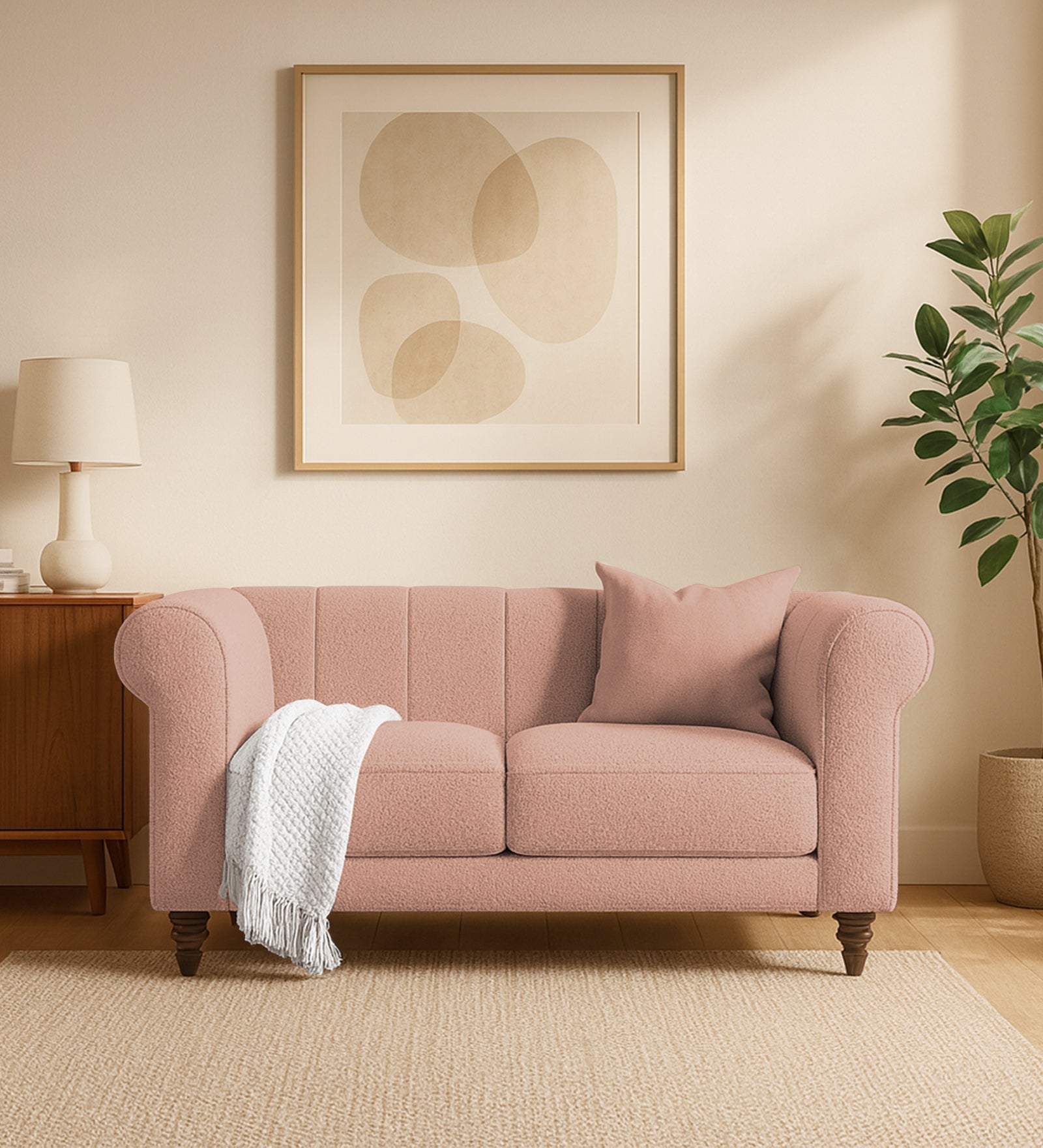 Sahara Fabric 2 Seater Sofa In Maple Pink Colour