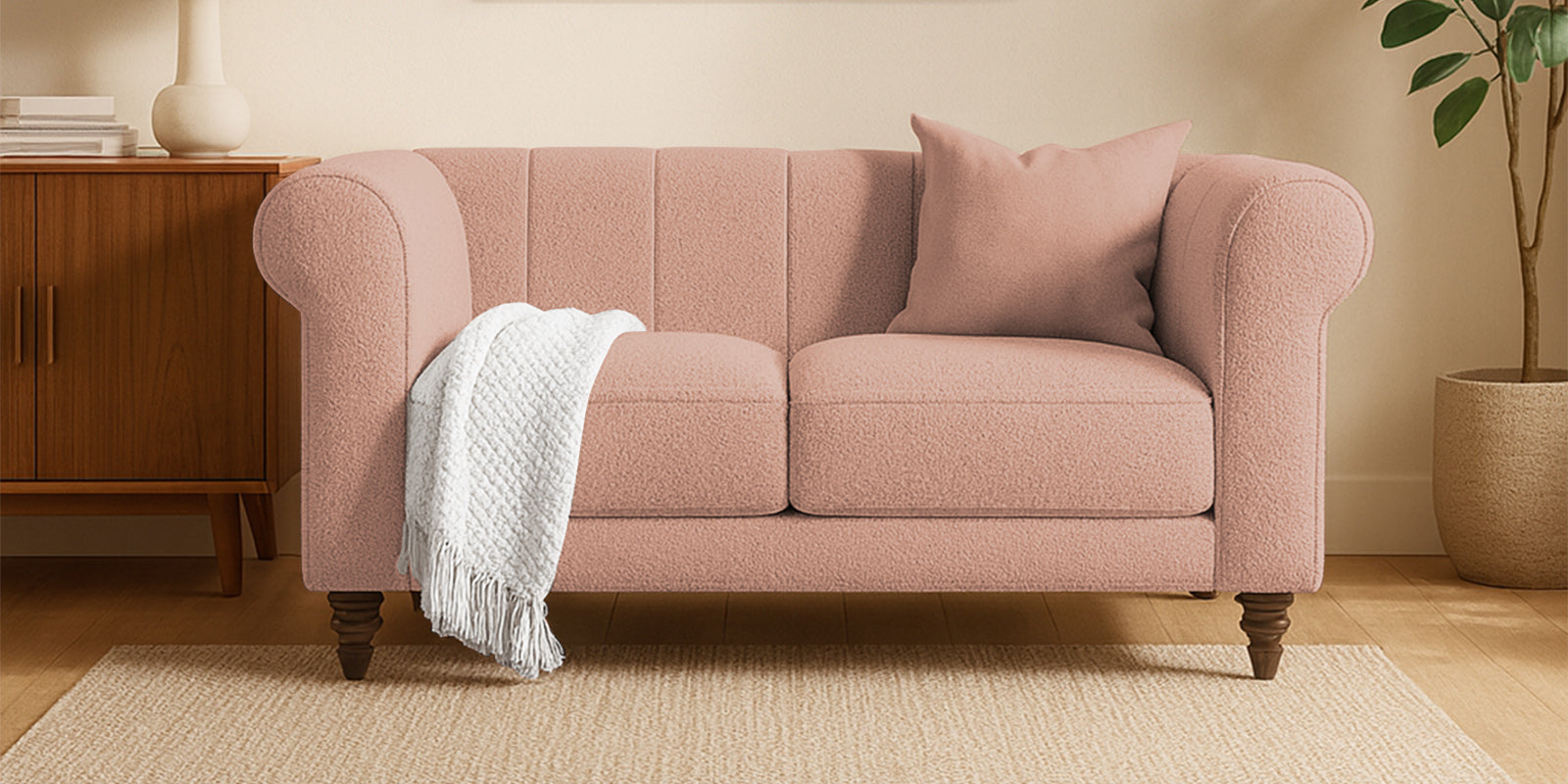 Sahara Fabric 2 Seater Sofa In Maple Pink Colour