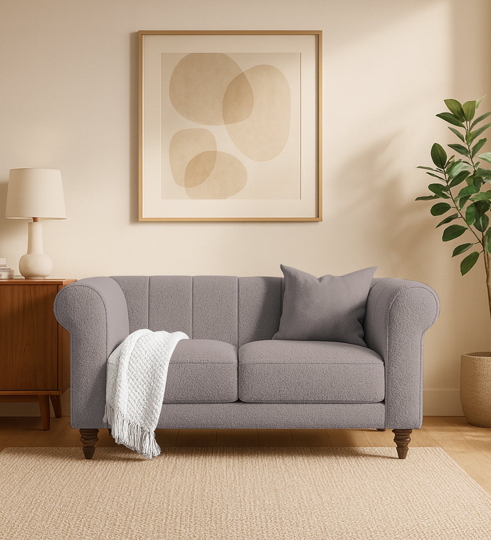 Sahara Fabric 2 Seater Sofa In Silk Grey Colour