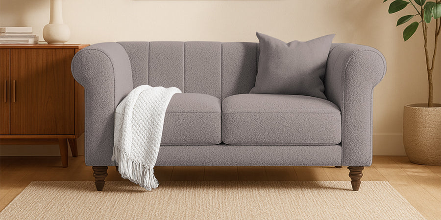 Sahara Fabric 2 Seater Sofa In Silk Grey Colour - Febonic Living