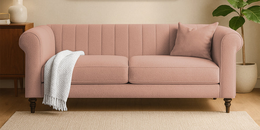 Sahara Fabric 3 Seater Sofa In Maple Pink Colour - Febonic Living